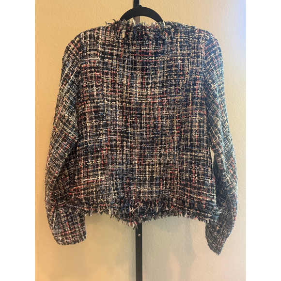 Easel Women's Pearl Embellished Tweed Blazer in Black Size S - Picture 3 of 6